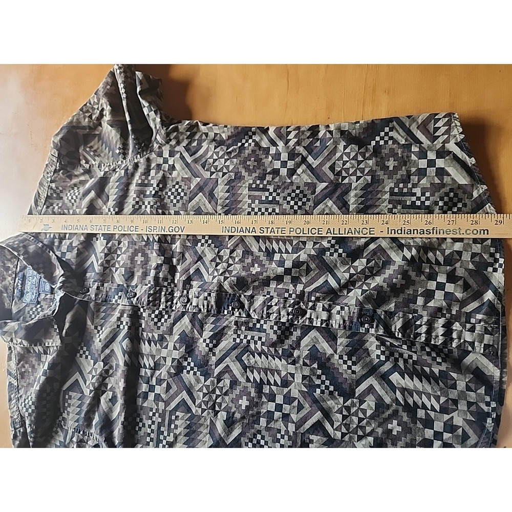 American Rag Shirt‎ Mens Size L Aztec Button Brown Beige Black All Over Print - Picture 5 of 6